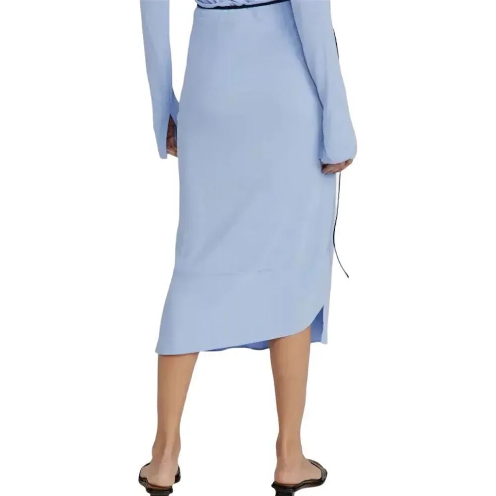 Helmut Lang Women's Asymmetric Wrap Midi Skirt Blue Size S